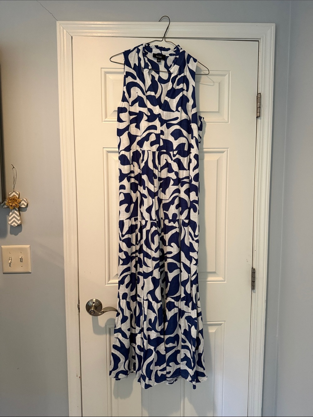 MSK Navy & White Abstract Sleeveless Maxi Jumpsuit